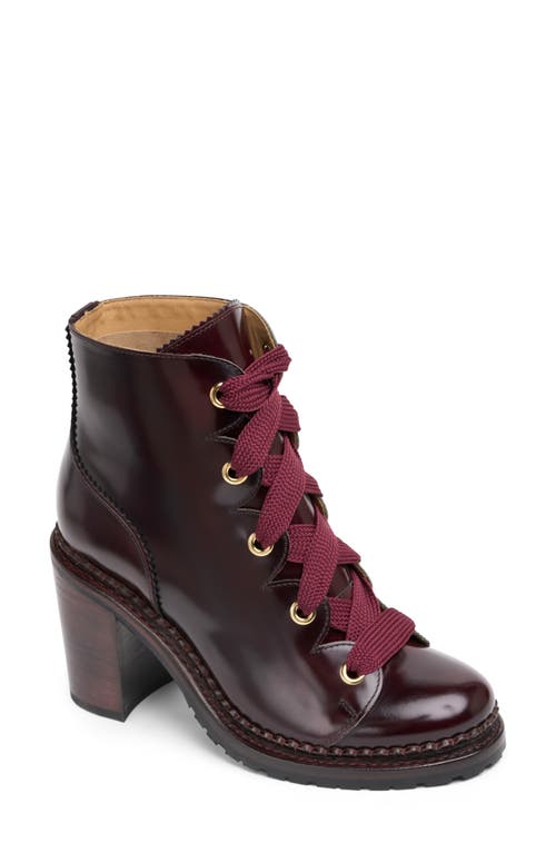 The Office Of Angela Scott Mrs. Kiera Lace-up Bootie In Maroon