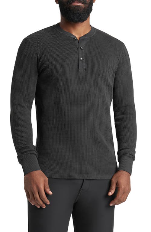 Shop Goodlife Waffle Stitch Thermal Henley In Black