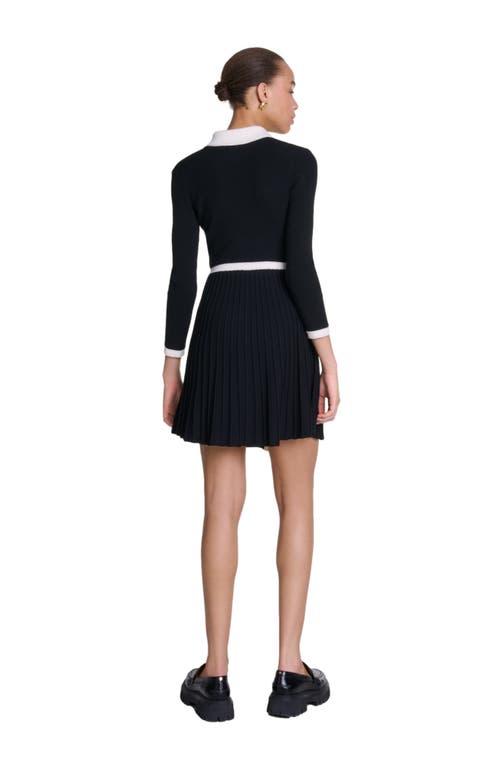 Shop Maje Short Knit Dress In Black/white