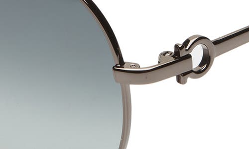 Shop Ferragamo 61mm Timeless Aviator Sunglasses In Dark Ruthenium/blue