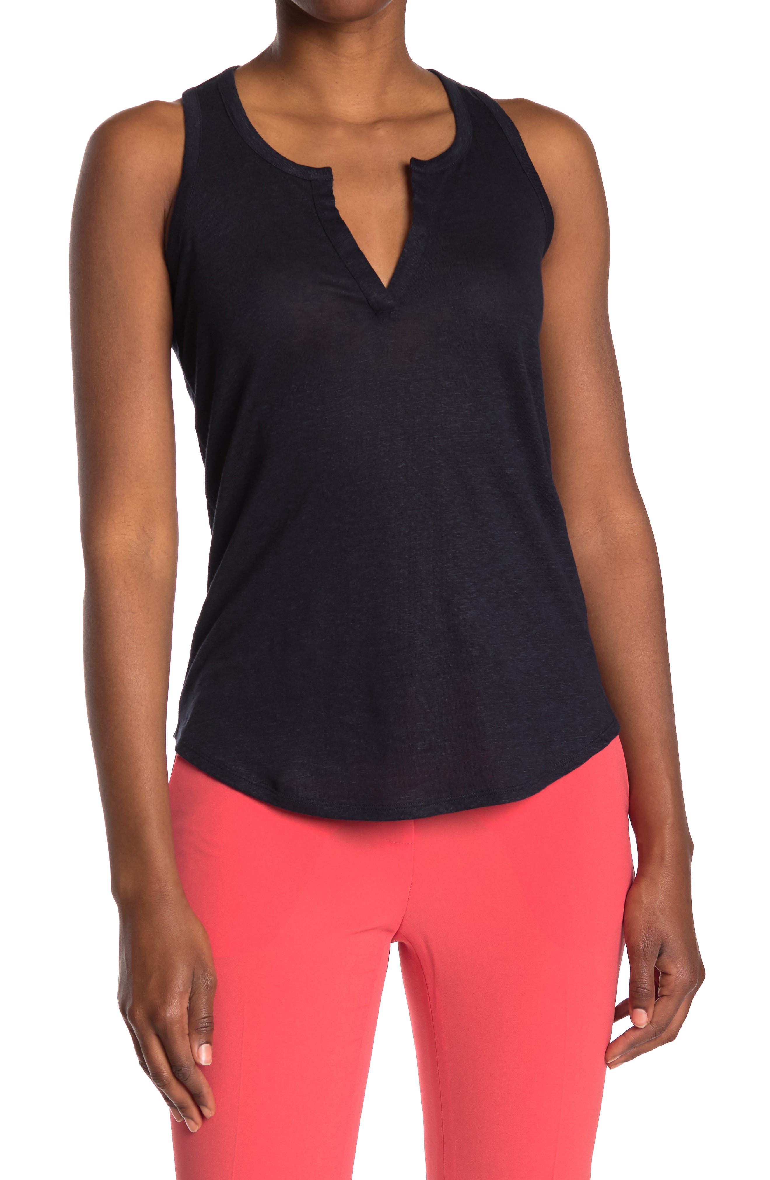 Vince Split Neck Linen Tank