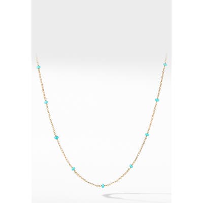 David Yurman Cable Collectibles Bead & Chain Necklace In 18K Yellow Gold With Turquoise