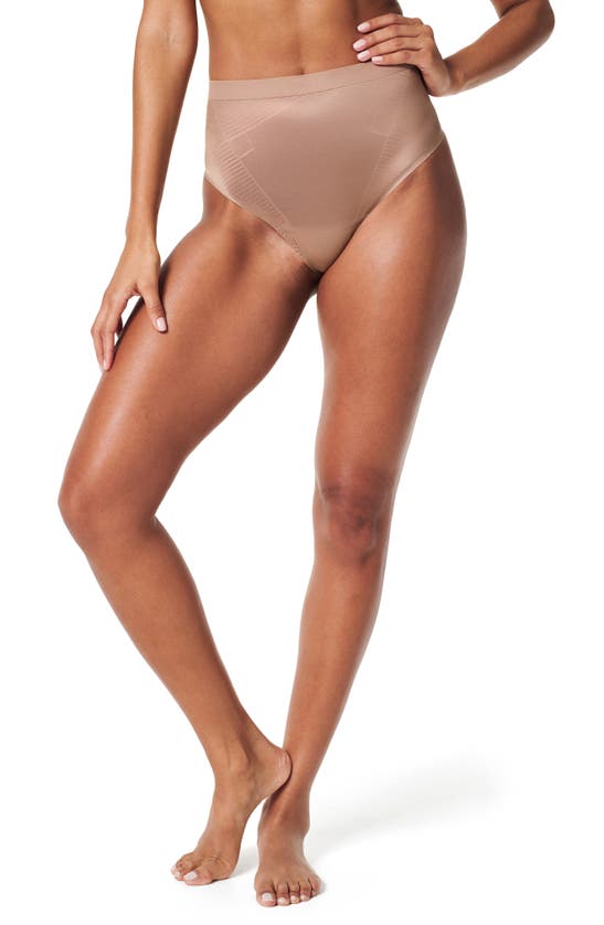 Shop Spanx Thinstincts 2.0 Printed Power Thong In Cafe Au Lait