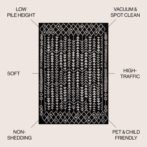 Jonathan Y Ziri Moroccan Geometric Area Rug In Black/cream