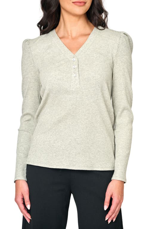 Gibsonlook Amelia Cotton Rib Henley In Heather Grey
