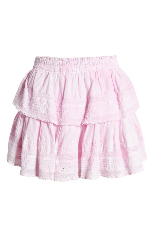 Loveshackfancy Tiered Ruffle Cotton Miniskirt In Peony Pink