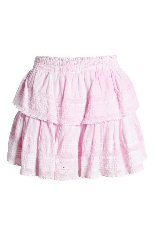 Shop Loveshackfancy Tiered Ruffle Cotton Miniskirt In Peony Pink