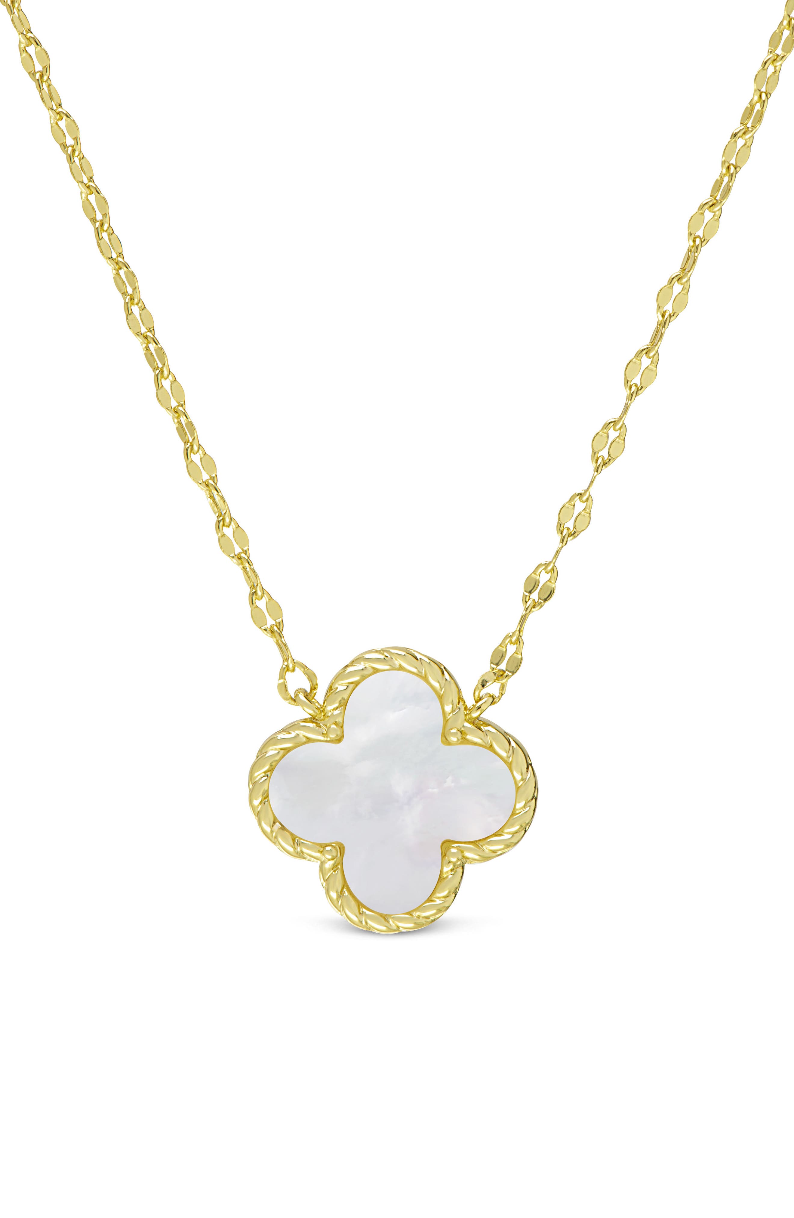Lily Nily Kids' Mother-of-Pearl Clover Pendant Necklace in Gold 