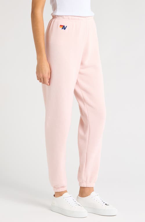 Aviator Nation Stripe Sweatpants In Light Pink/purple Orange