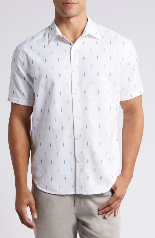 Boards Short Sleeve Recycled Polyester Button-Up Shirt in White