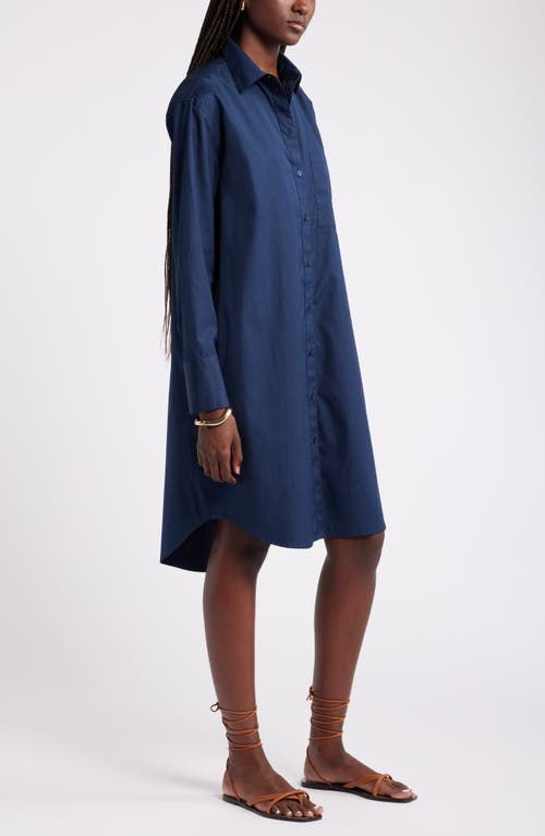 Shop Nordstrom Long Sleeve High-low Shirtdress In Navy Blazer