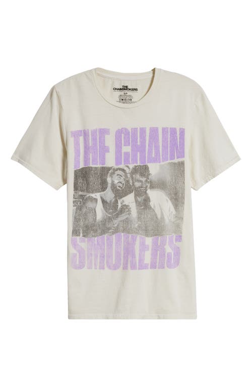 Shop Philcos Chainsmokers Oversize Cotton Graphic T-shirt In Cream