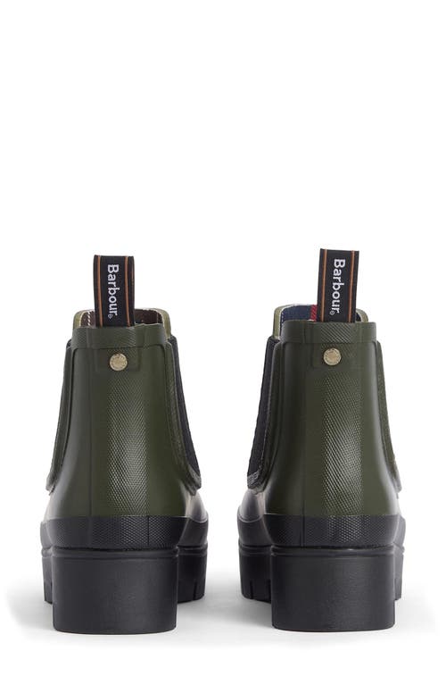 Shop Barbour Halton Waterproof Chelsea Rain Boot In Olive Green/black