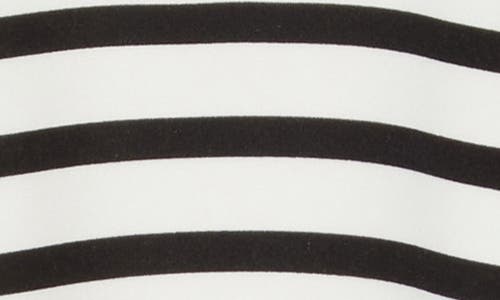 T Tahari Roll Sleeve Scuba Top In White/black Stripe