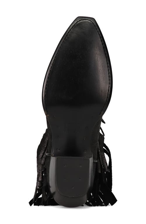 Frye Sacha Fringe Bootie In Black Metallic