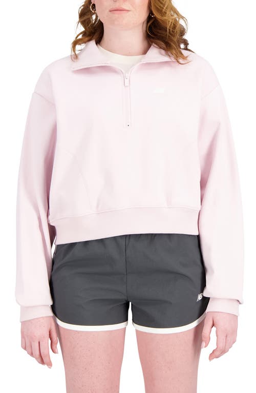 New Balance French Terry Quarter Zip Sweatshirt in Stone Pink at Nordstrom, Size Large