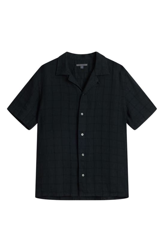 Shop John Varvatos Danny Linen & Cotton Short Sleeve Camp Shirt In Black