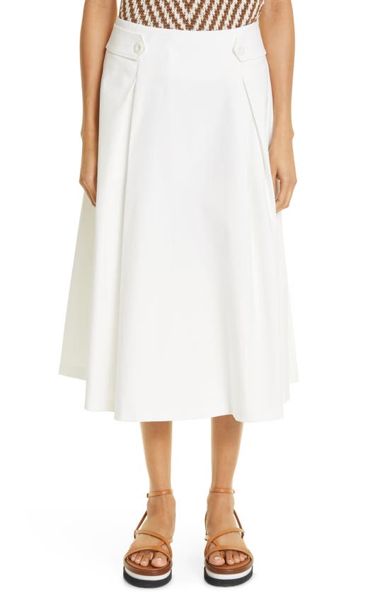 Max Mara Toledo Cotton Gabardine A-line Skirt In White