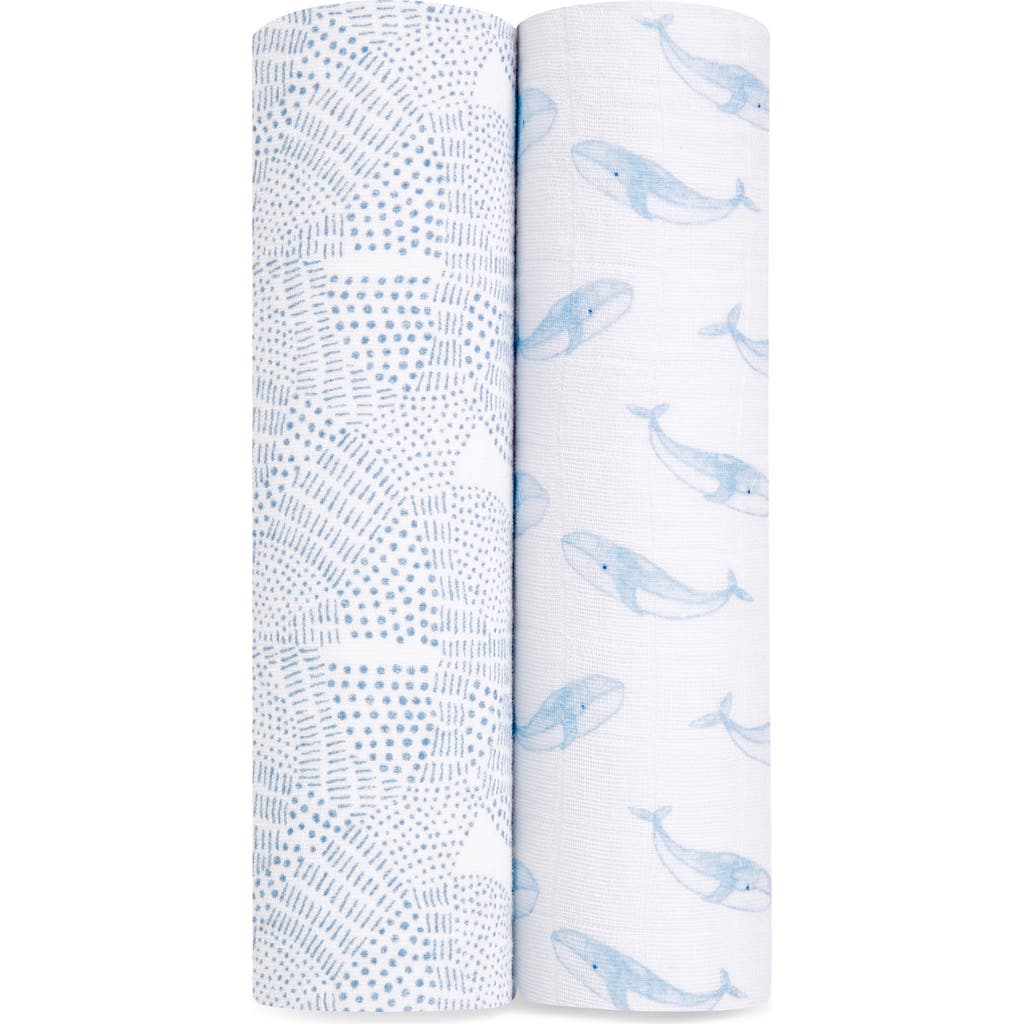 aden + anais Assorted 2-Pack Organic Cotton Muslin Swaddling Cloths in Oceanic Blue