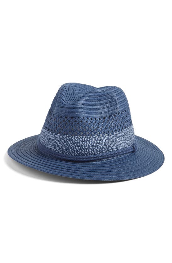 Shop Nordstrom Vented Panama Hat In Navy Blue Combo