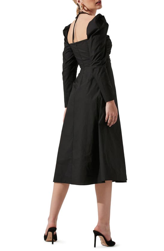 Astr Long Sleeve Tie Neck Dress In Black