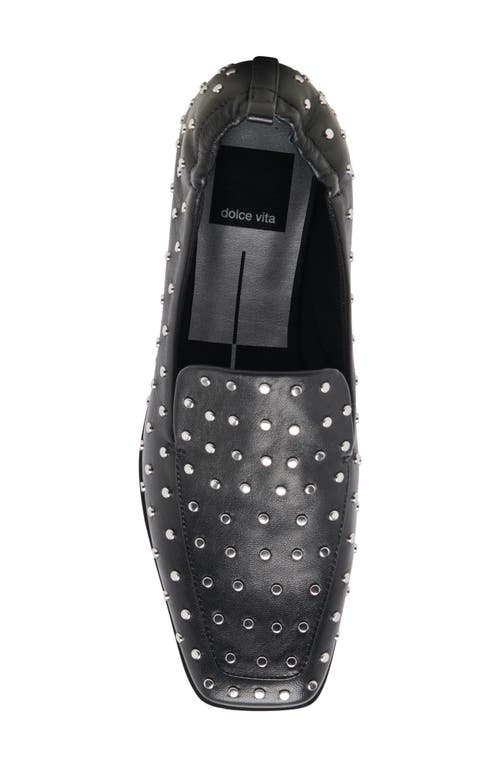 Shop Dolce Vita Beny Studded Square Toe Flat In Black Leather