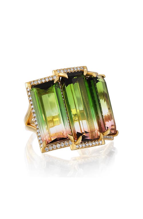 Shop Mindi Mond Watermelon Tourmaline Cocktail Ring In 18k Yellow Gold