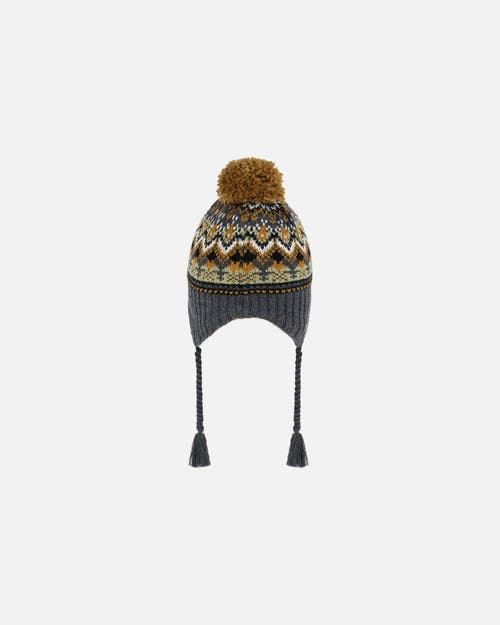 Deux Par Deux Baby Boy's Peruvian Knit Hat Grey And Brown Jacquard In Jacquard