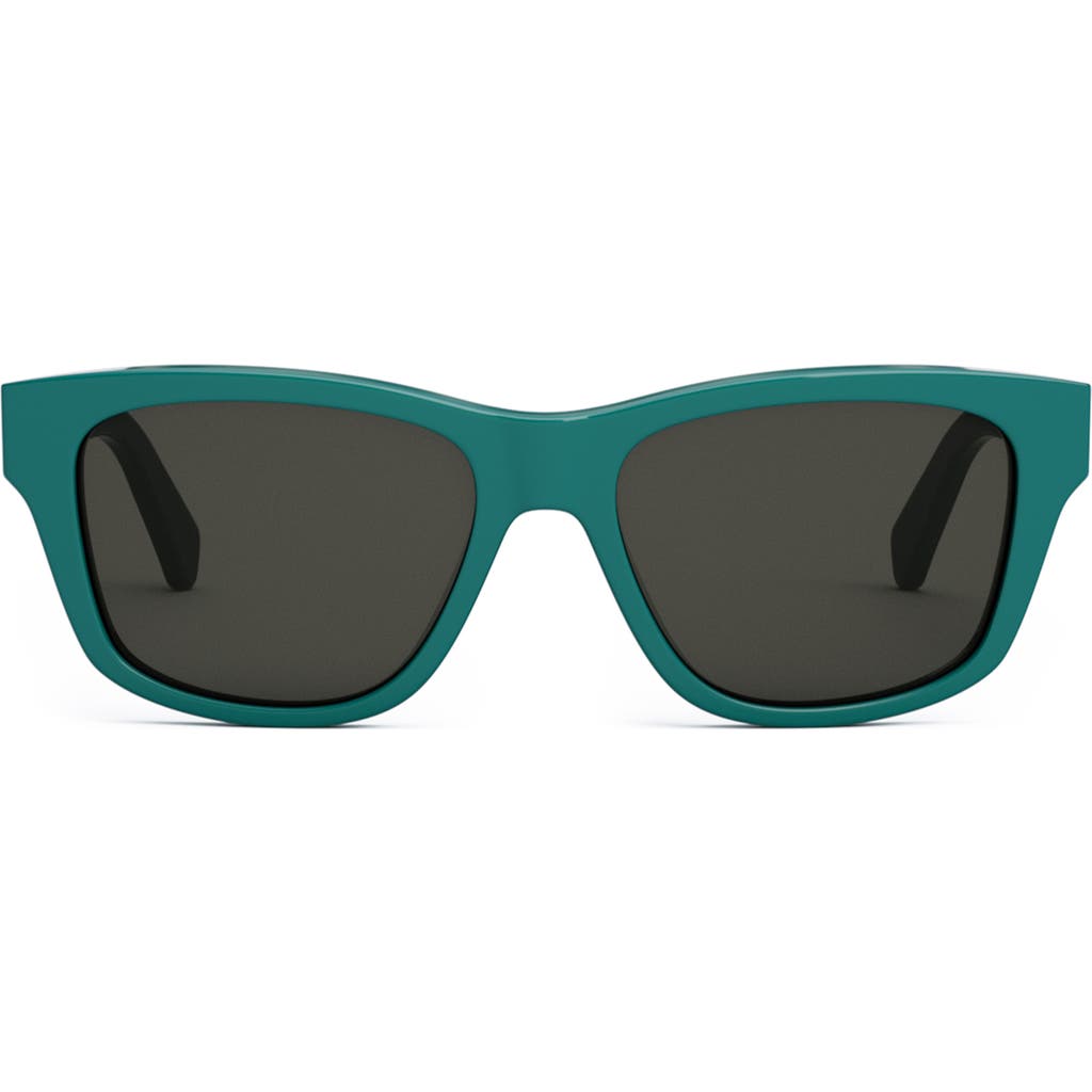 Celine Monochroms 55mm Square Sunglasses In Shiny Turquoise/smoke