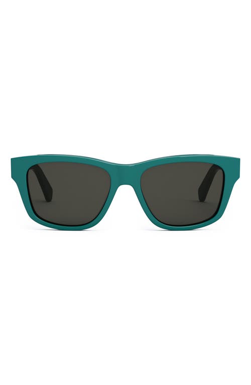 Shop Celine Monochroms 55mm Square Sunglasses In Shiny Turquoise/smoke