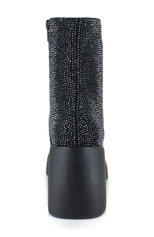 Unionbay Yael Rhinestone Platform Boot In Black/gunmetal