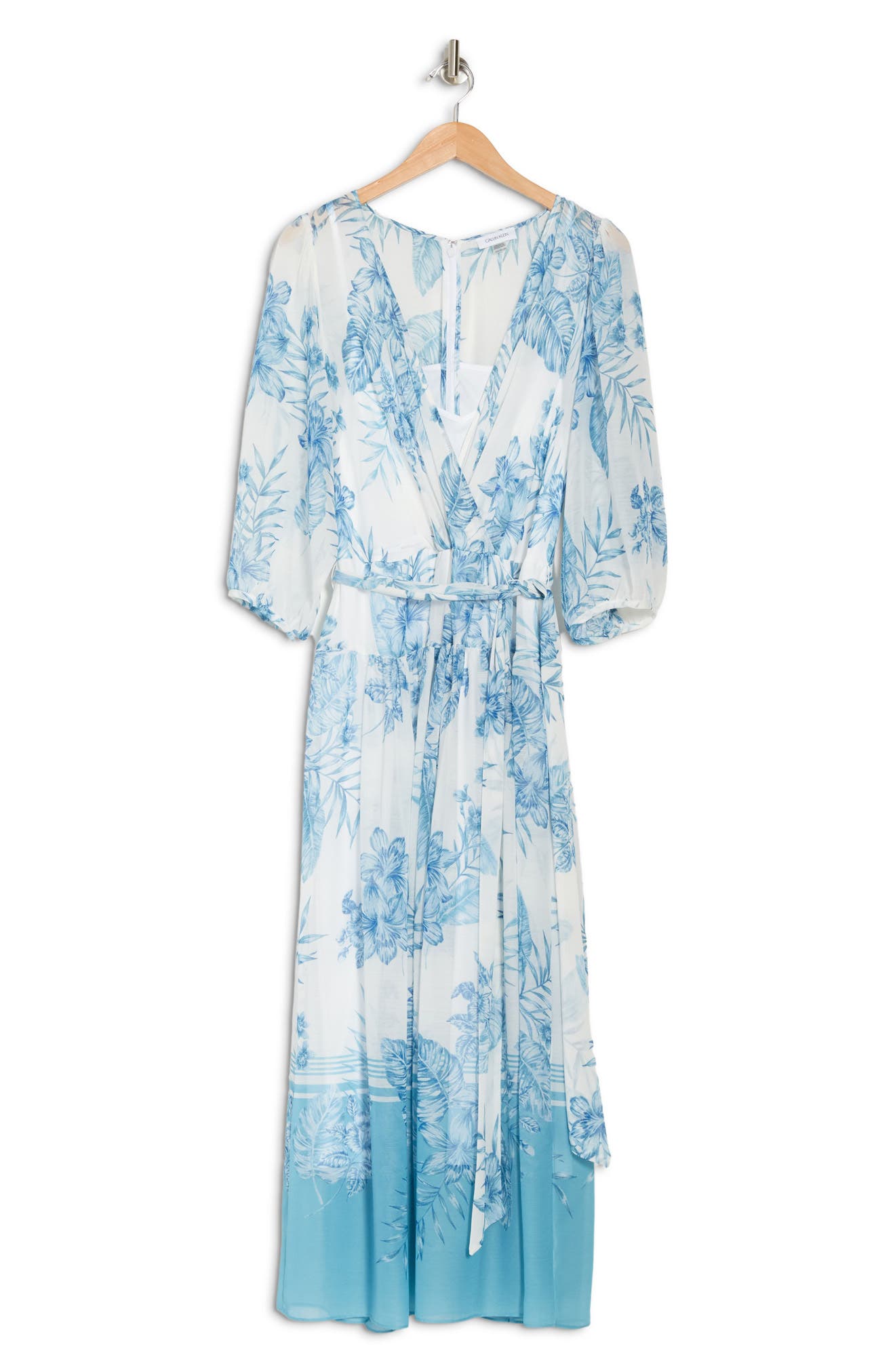 Calvin Klein Floral Dip Dye Maxi Dress In Mykonos ml | ModeSens