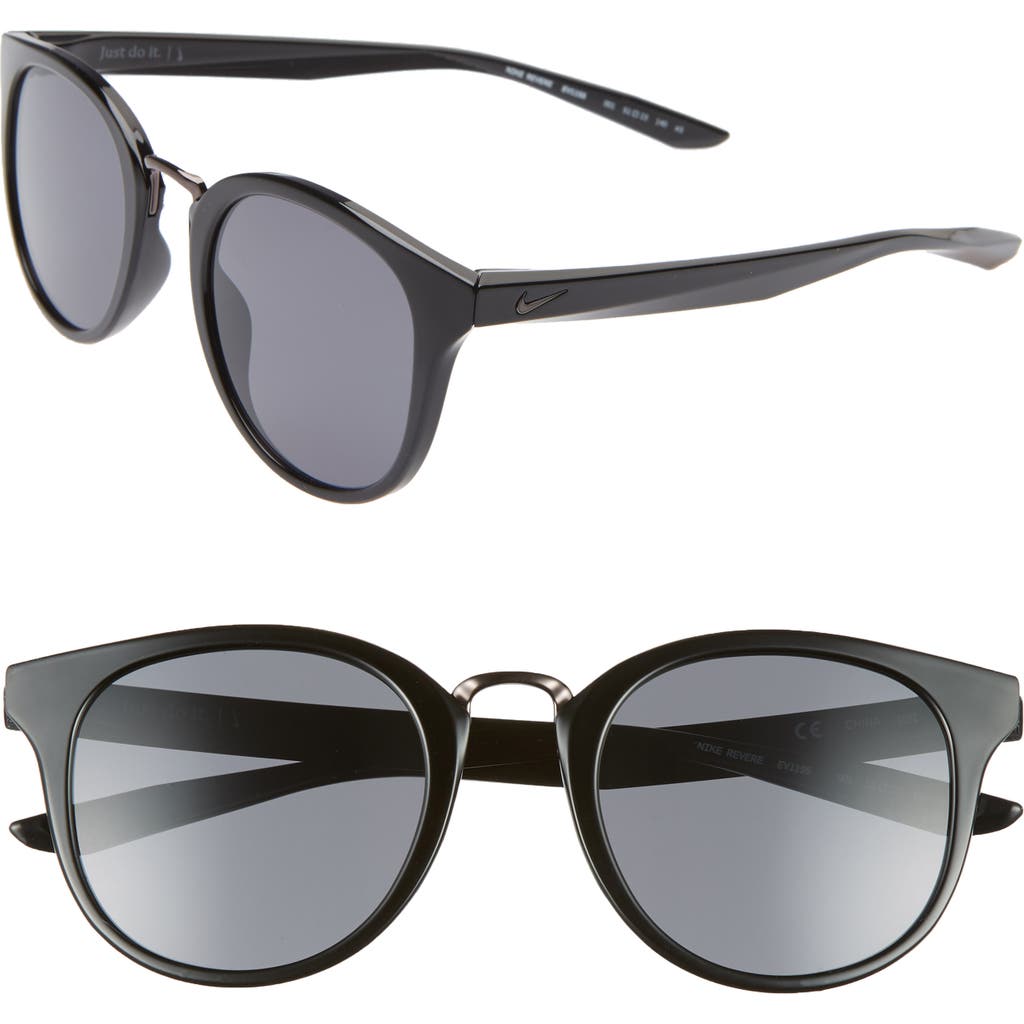 Shop Nike Revere 51mm Round Sunglasses In Black/dark Grey