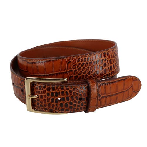 Trafalgar Chance 35mm Mock Mini-african Alligator Embossed Italian Leather Belt In Cognac