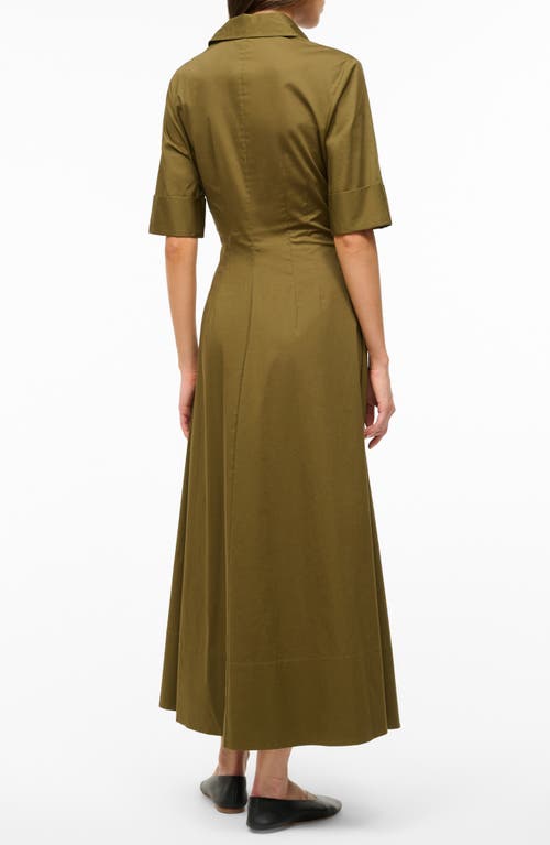 Shop Staud Joan Maxi Shirtdress In Sergeant Green