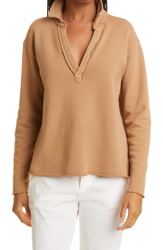 Frank & Eileen Heritage Jersey Popover Top In Camel