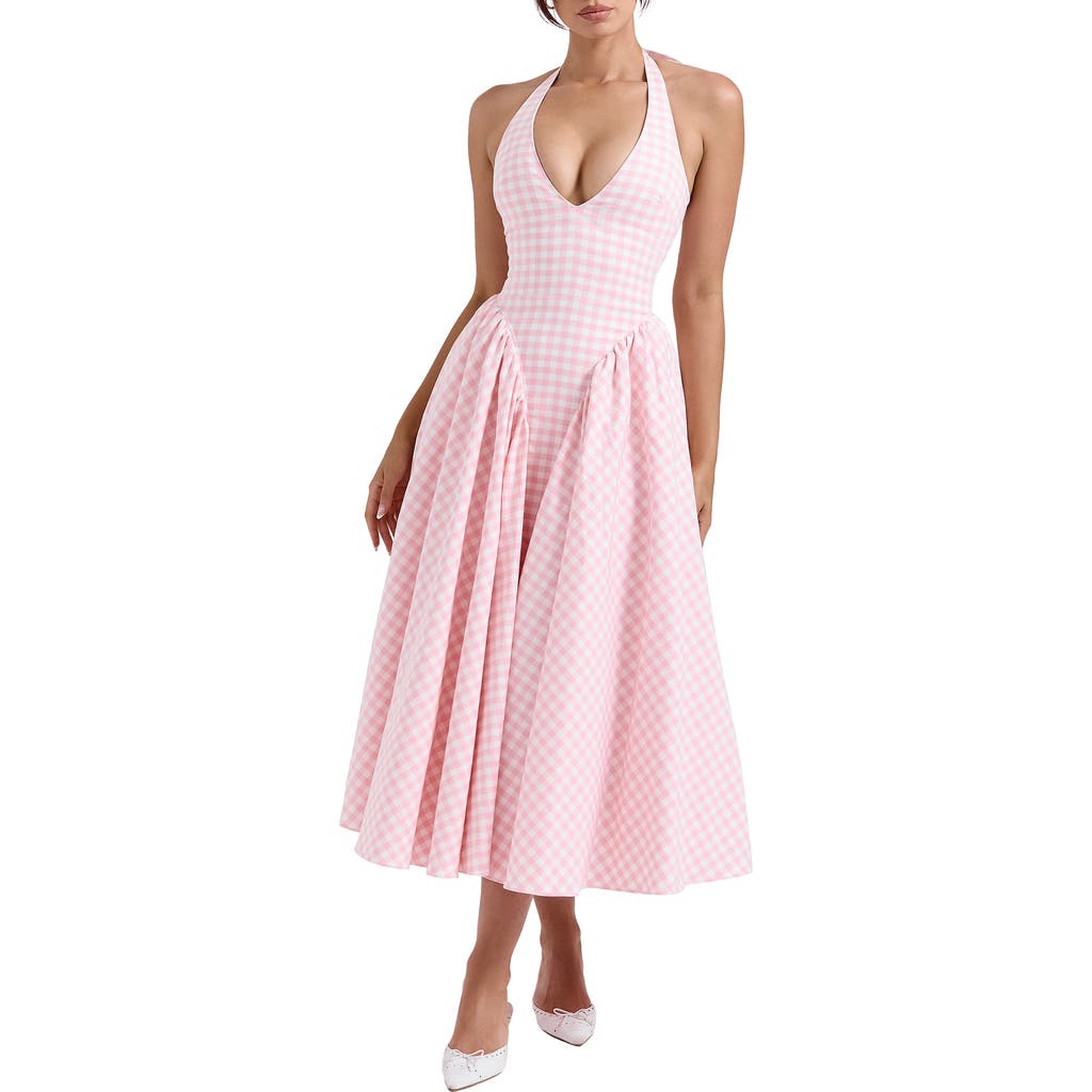 HOUSE OF CB HOUSE OF CB MARILYN GINGHAM HALTER MIDI SUNDRESS