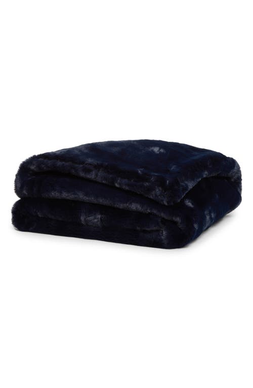 Apparis Shiloh Weighted Faux Fur Throw Blanket in Navy Blue