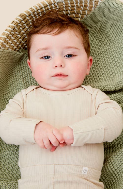 Mori Rib Long Sleeve Bodysuit In Ecru