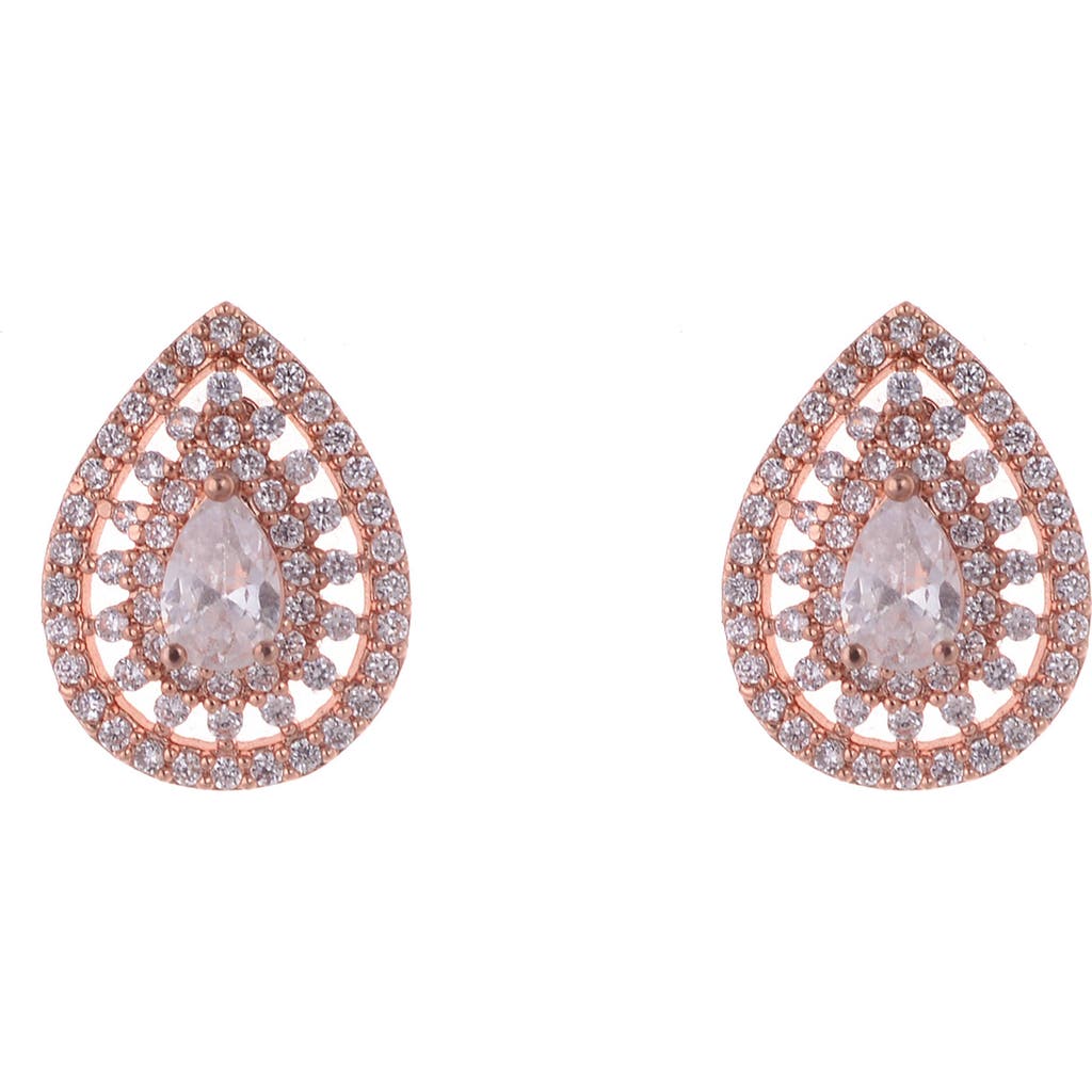 Shop Zaxie By Stefanie Taylor Pavé Teardrop Stud Earrings In Rose Gold