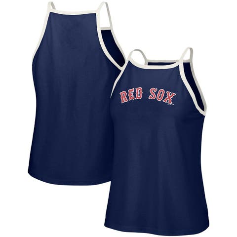 Women's Lusso White/Navy Boston Red Sox Mack Fleece V-Neck Pullover Top Size: Large