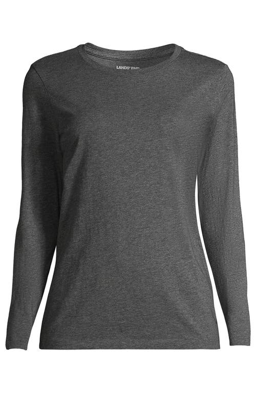 Lands' End Relaxed Supima Cotton Long Sleeve Crew Neck T-shirt In Charcoal Heather