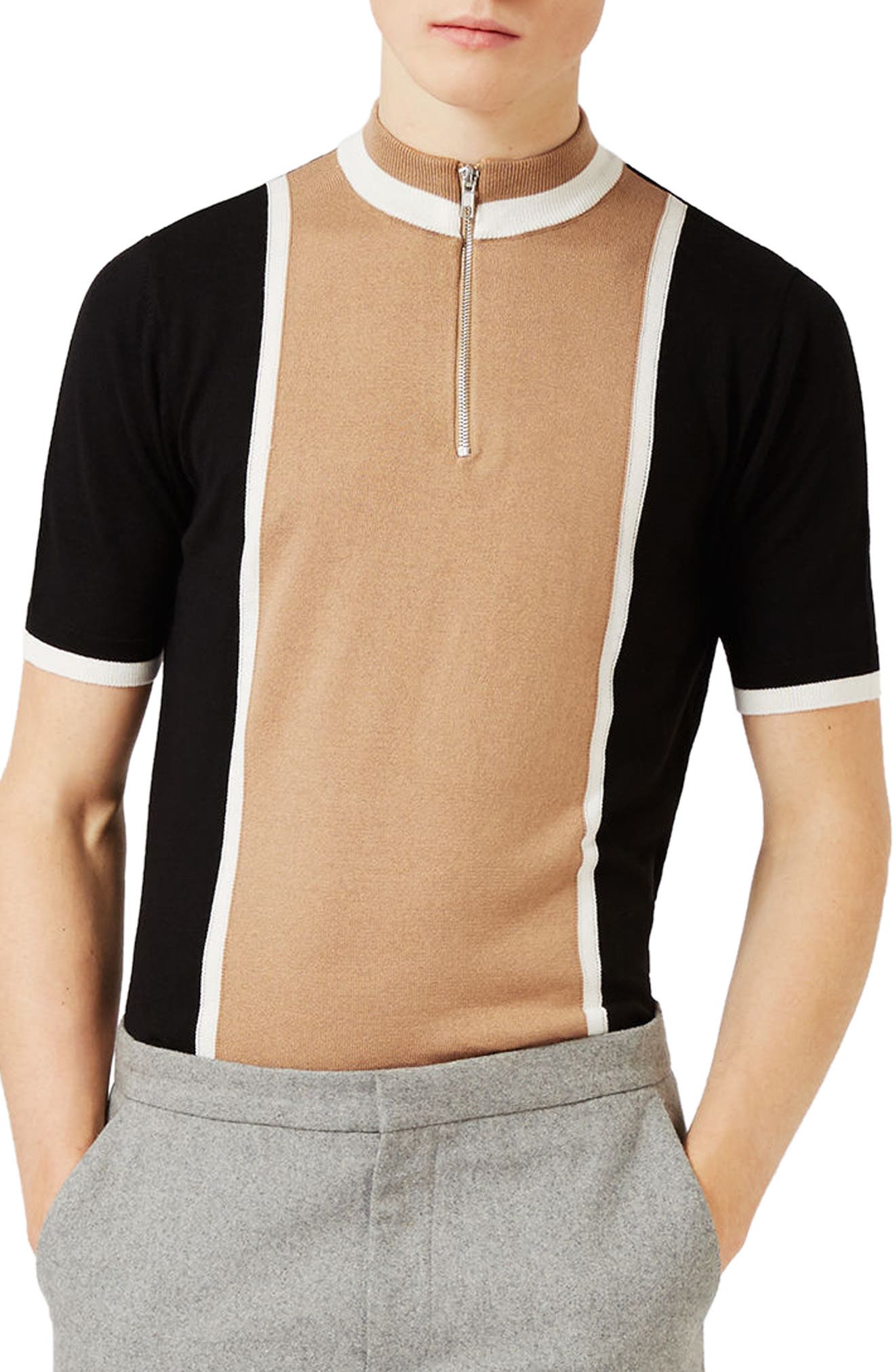 Topman Zip Neck Short Sleeve Sweater Nordstrom