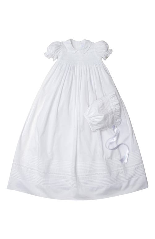 Kissy New Silene Cotton Christening Gown & Bonnet White at Nordstrom,