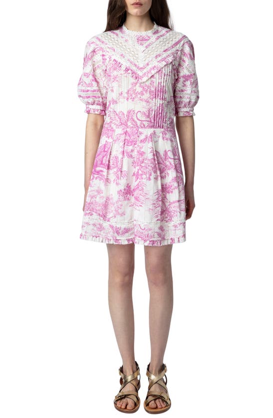 Zadig & Voltaire Graphic-print Puff-sleeve Dress In Toile
