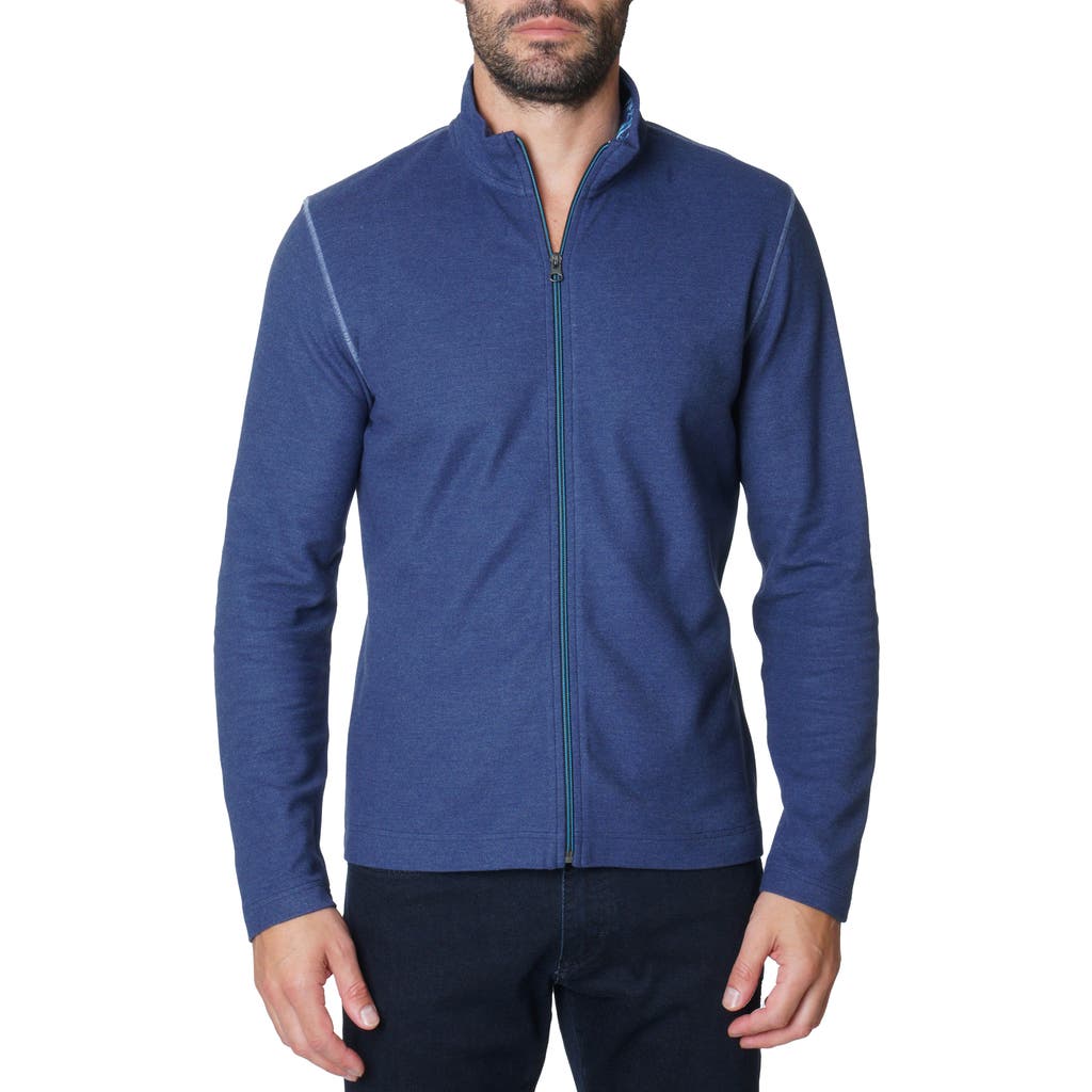 Robert Graham Aksoy Stand Collar Zip-up Sweatshirt In Navy