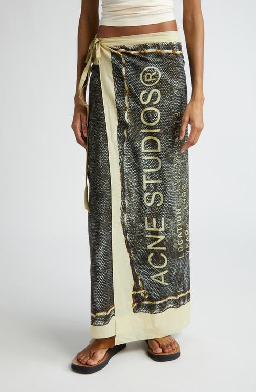 Acne Studios Midsummer Cotton Sarong Maxi Wrap Skirt in Beige/Black at Nordstrom