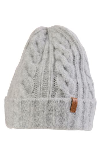 Vince Airspun Cable Knit Wool Blend Cuffed Beanie In Steel