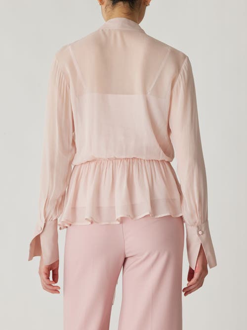 Rebecca Taylor Covered Button Tie Front Blouse In Calamine Pink