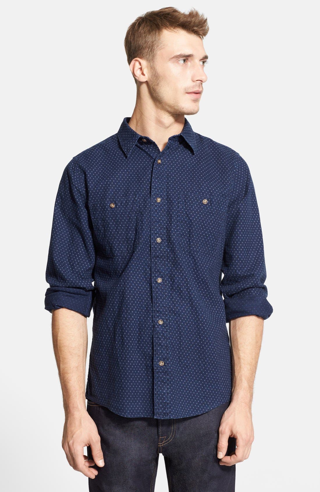 Jack Spade Print Linen & Cotton Blend Trim Fit Woven Shirt Nordstrom